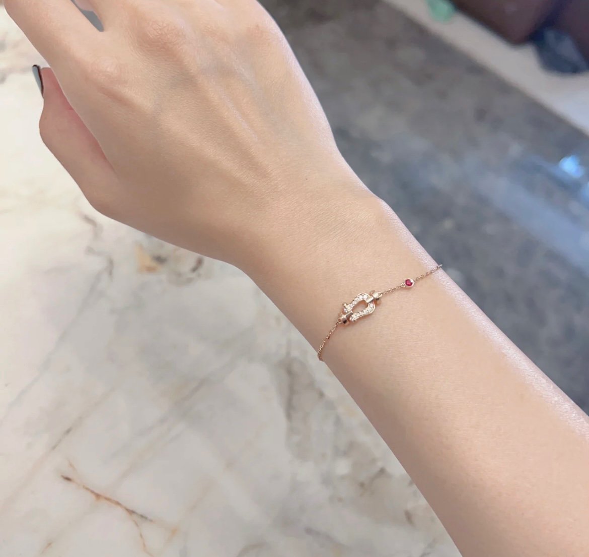 [Luxe Jewelry]FORCE 10 DIAMOND CHAIN LINK PINK GOLD BRACELET