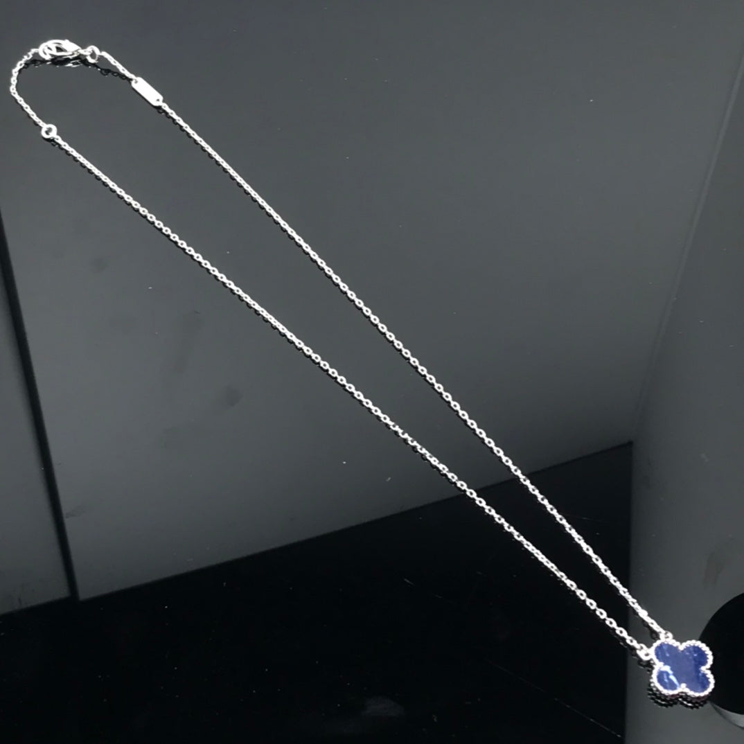 [Luxe Jewelry]CLOVER PIETERSITE SILVER LONG NECKLACE