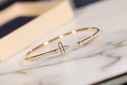 [Bijoux de luxe] Bracelet ouvert IDYLLE en or pavé de diamants