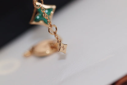 [Bijoux de luxe] Bracelet en or rose et malachite à 4 motifs étoiles et soleil