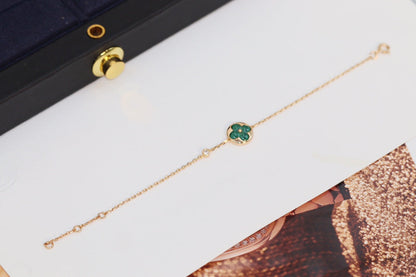 [Bijoux de luxe] Bracelet en or rose et malachite à 4 motifs étoiles et soleil