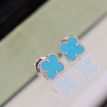 [Bijoux de luxe]Boucles d'oreilles Clover Mini Turquoise en argent