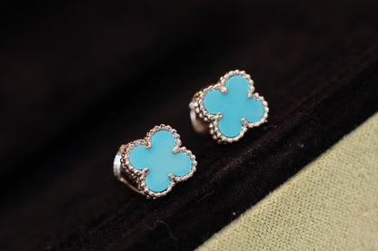 [Bijoux de luxe]Boucles d'oreilles Clover Mini Turquoise en argent