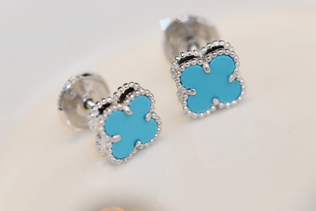 [Bijoux de luxe]Boucles d'oreilles Clover Mini Turquoise en argent