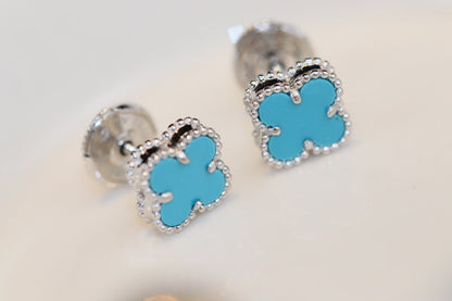 [Bijoux de luxe]Boucles d'oreilles Clover Mini Turquoise en argent