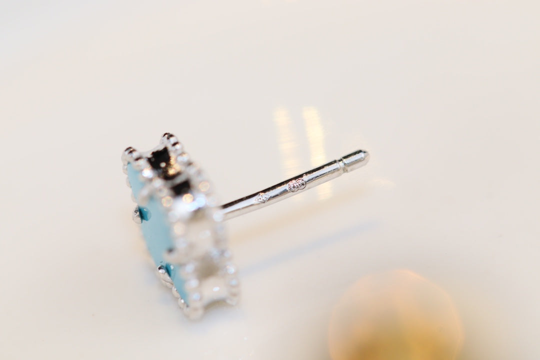 [Bijoux de luxe]Boucles d'oreilles Clover Mini Turquoise en argent