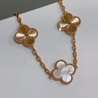 [Luxe Jewelry]CLOVER BRACELET 5 MOTIF WHITE MOP PINK GOLD