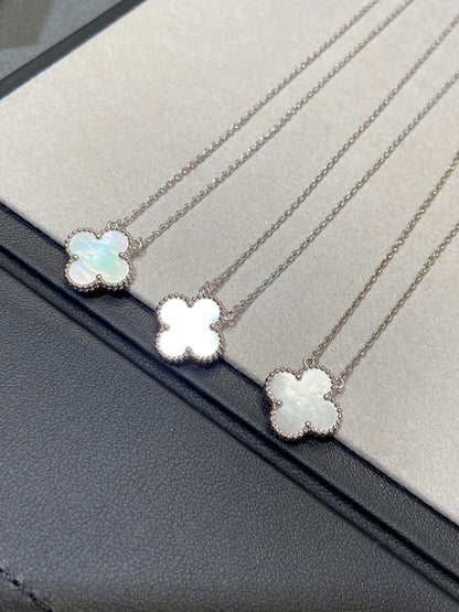 [Bijoux de luxe] Collier Clover Medium en argent et nacre blanche 