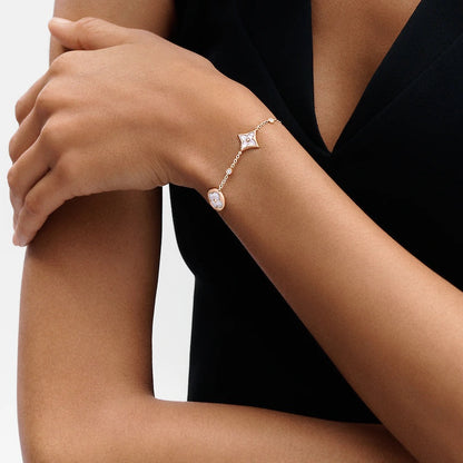 [Luxe Jewelry]STAR AND SUN 4 MOTIF WHITE MOP PINK GOLD BRACELET