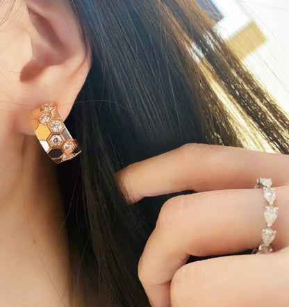[Bijoux de luxe]Boucles d'oreilles créoles en diamant Bee Love 