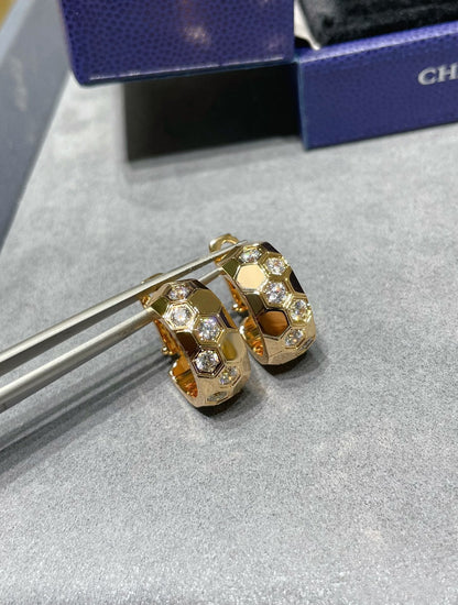 [Bijoux de luxe]Boucles d'oreilles créoles en diamant Bee Love 