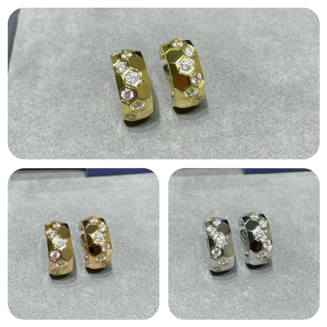 [Bijoux de luxe]Boucles d'oreilles créoles en diamant Bee Love 