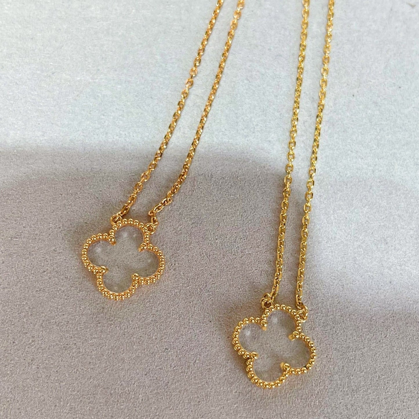 [Luxe Jewelry]CLOVER ROCK CRYSTAL ROSE GOLD NECKLACE