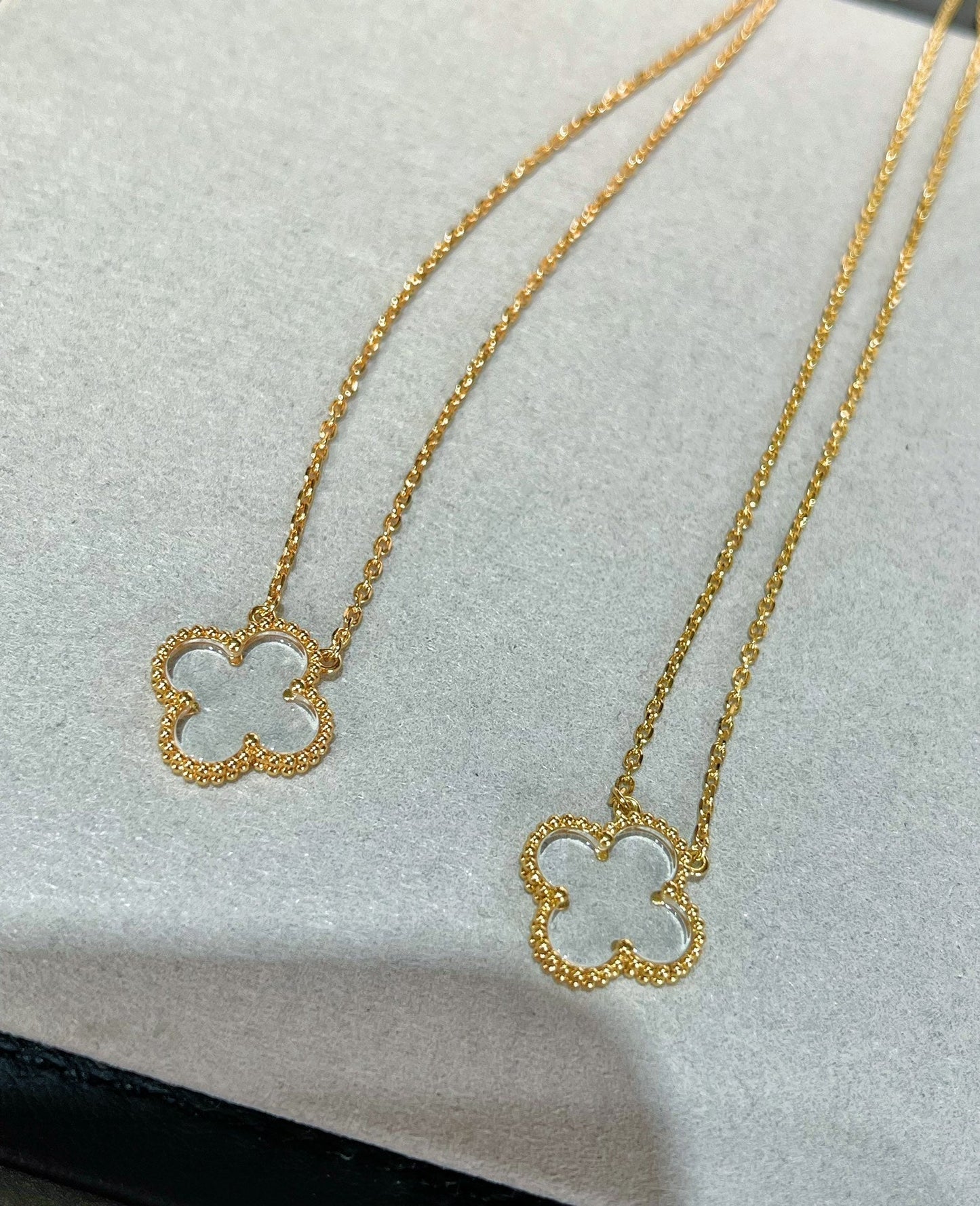[Luxe Jewelry]CLOVER ROCK CRYSTAL ROSE GOLD NECKLACE