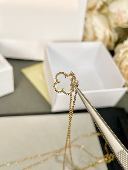 [Luxe Jewelry]CLOVER ROCK CRYSTAL ROSE GOLD NECKLACE