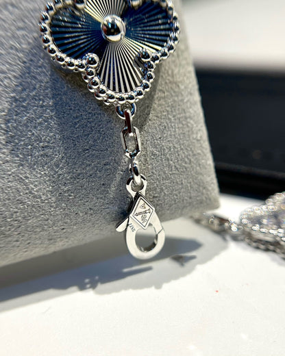 [Luxe Jewelry]CLOVER 5 MOTIF SILVER DIAMOND BRACELET