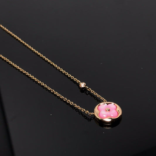 [Bijoux de luxe] COLLIER EN OR ROSE ET NACRE COLOR BLOSSOM