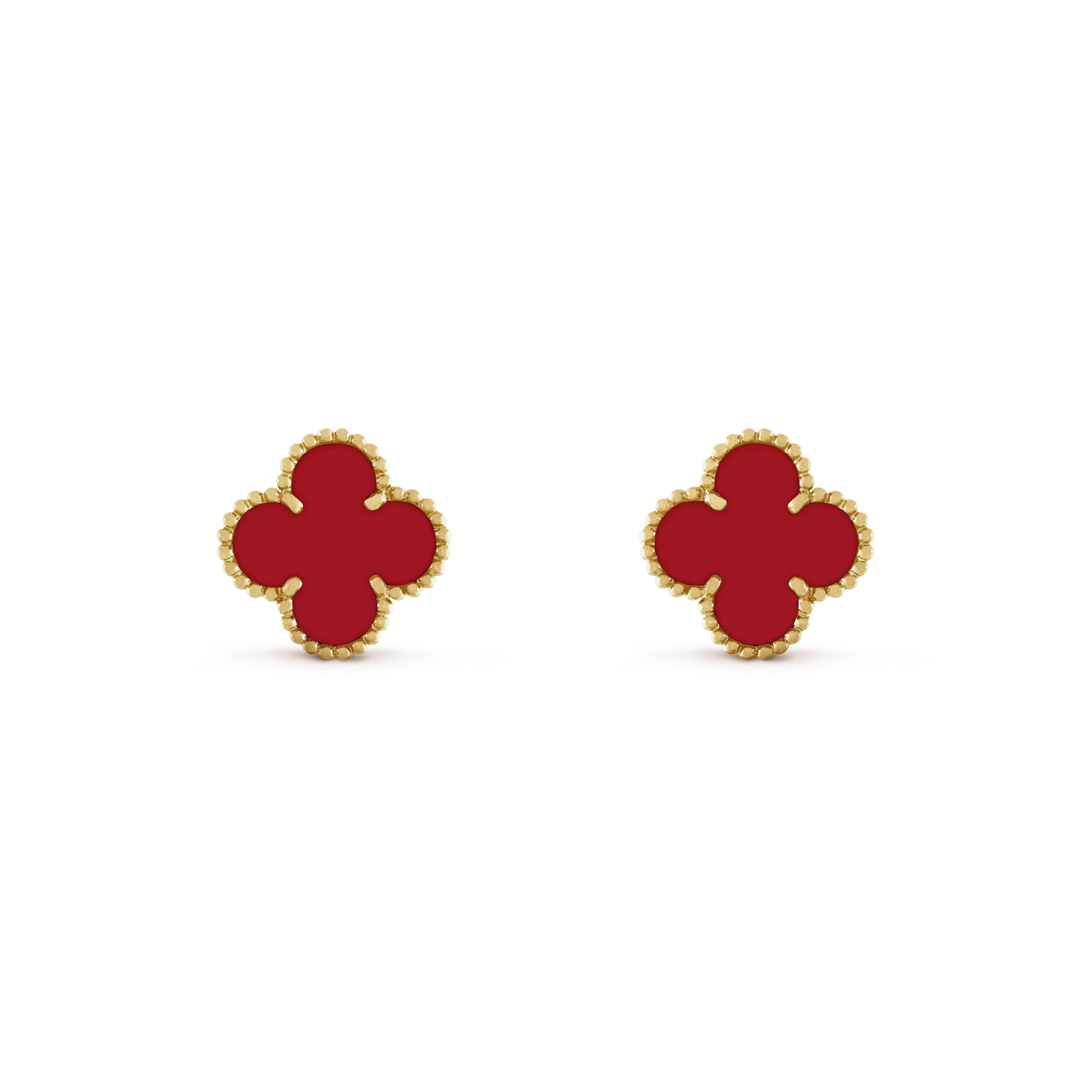 [Bijoux de luxe]Boucles d'oreilles Clover Mini 9,5 mm en cornaline
