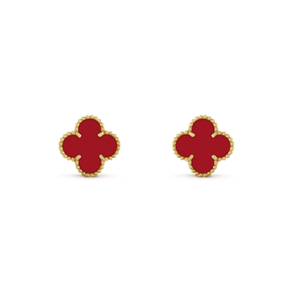 [Bijoux de luxe]Boucles d'oreilles Clover Mini 9,5 mm en cornaline