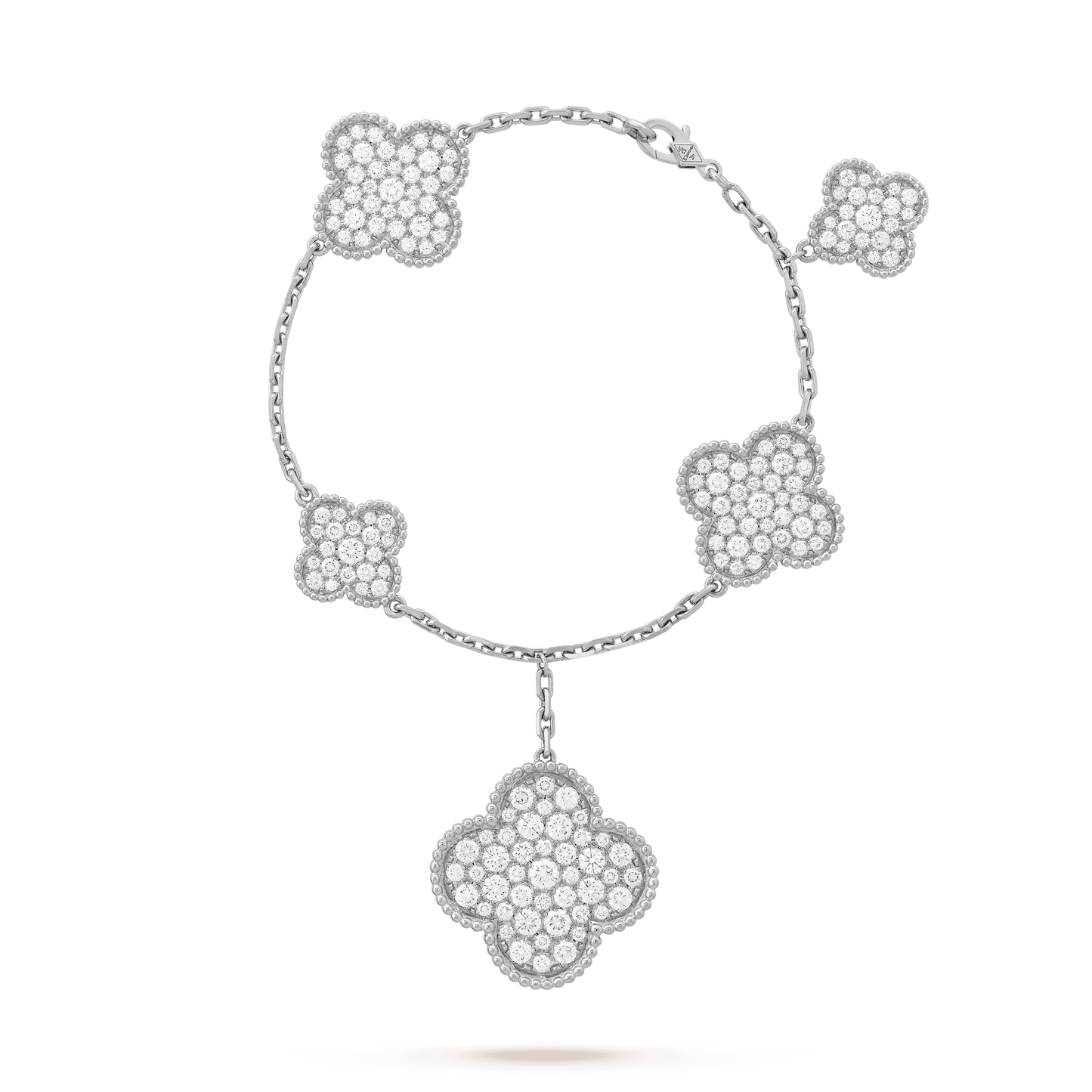[Luxe Jewelry]CLOVER 6 MOTIFS SILVER DIAMOND BRACELET