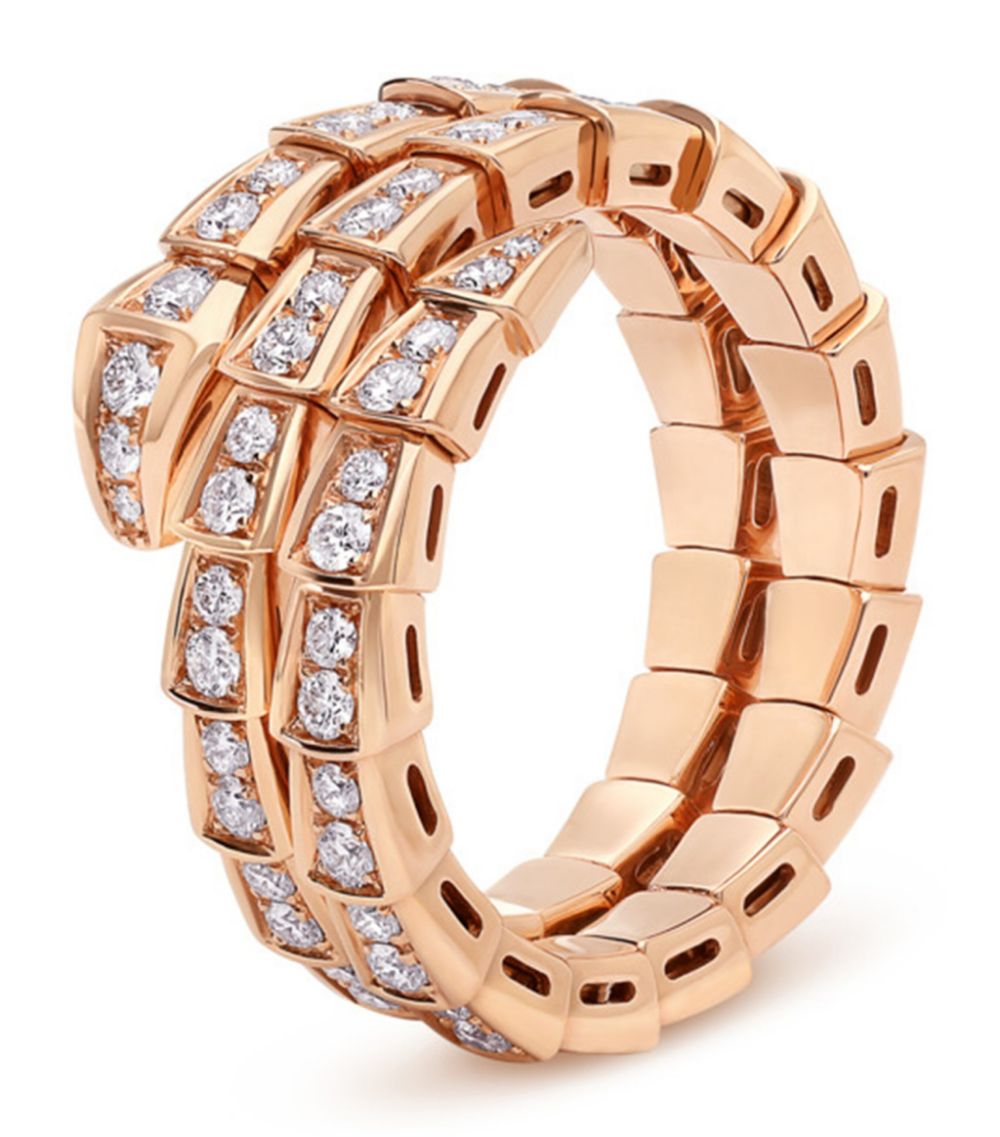 [Luxe Jewelry]SERPENTI RING PINK GOLD DIAMOND DOUBLE ROW