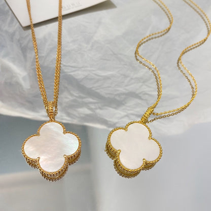 [Luxe Jewelry]CLOVER 25MM MOP LARGE PENDANT NECKLACE