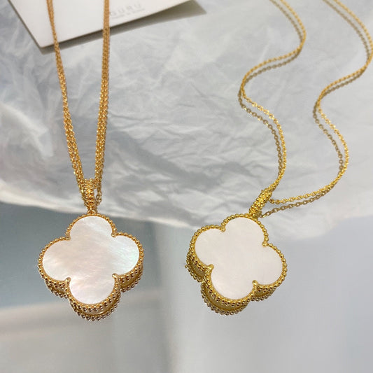 [Luxe Jewelry]CLOVER 25MM MOP LARGE PENDANT NECKLACE