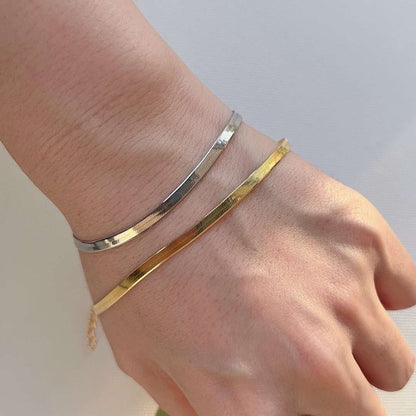 [Luxe Jewelry]Flat Snake Bone Chain Blade Necklace