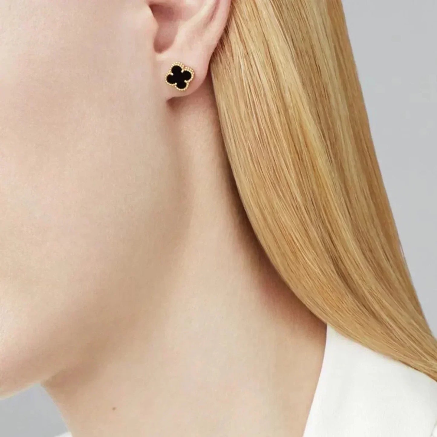 [Luxe Jewelry]CLOVER MINI 9.5MM BLACK MOP EARRINGS