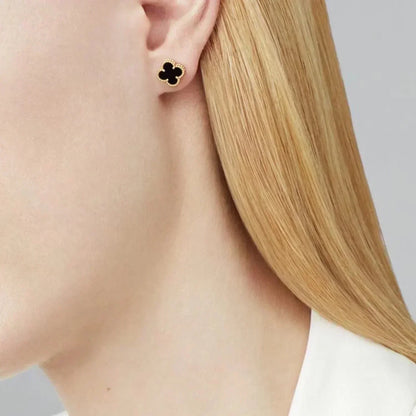 [Luxe Jewelry]CLOVER MINI 9.5MM BLACK MOP EARRINGS
