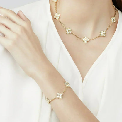 [Bijoux de luxe] BRACELET TRÉFLE 5 MOTIFS ENTIÈREMENT DIAMANT
