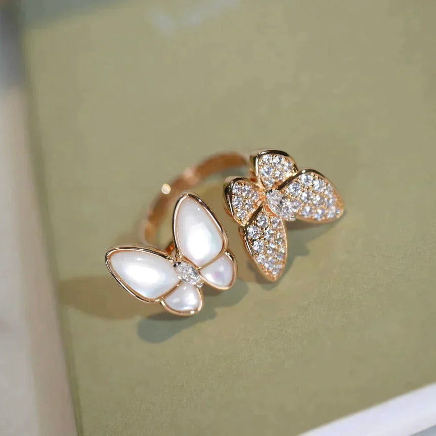 [Bijoux de luxe] BAGUE PAPILLON DOUBLE DIAMANT
