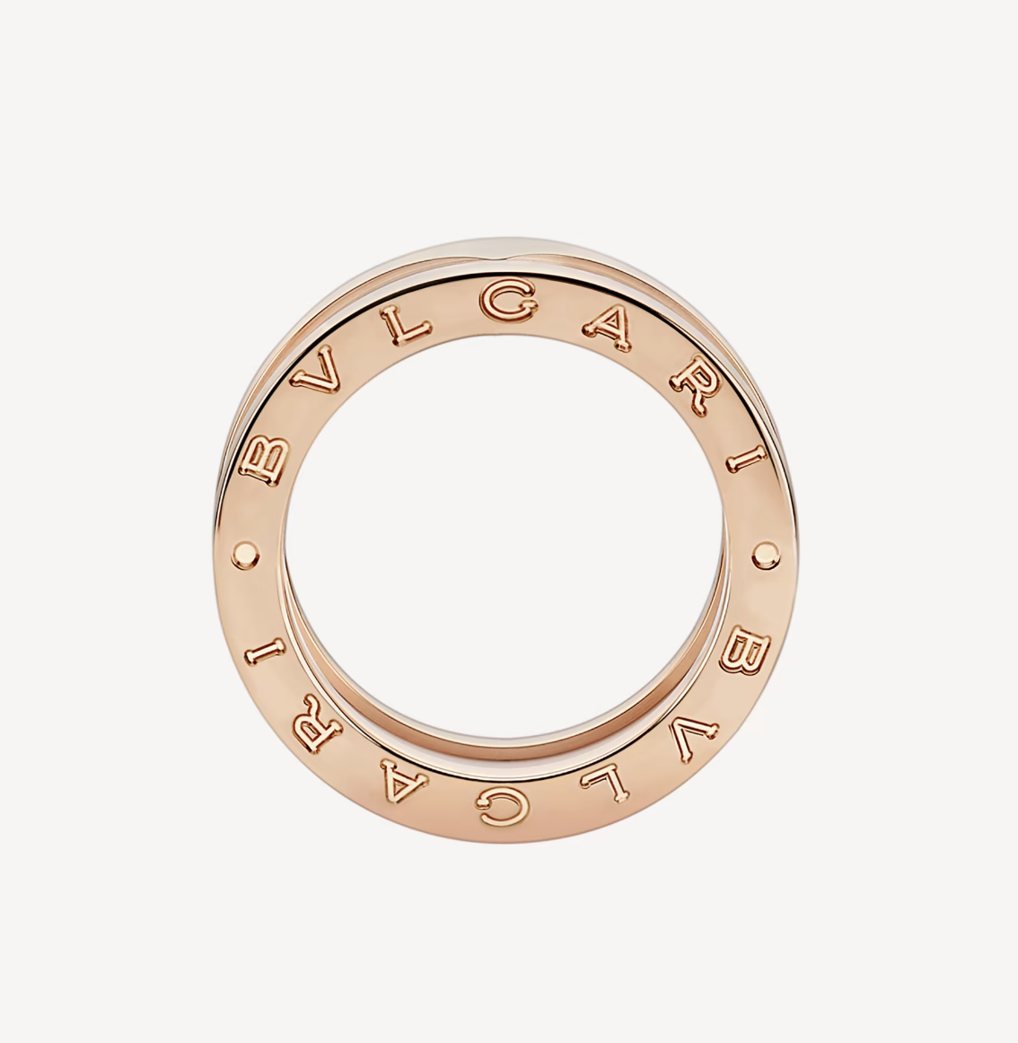 [Luxe Jewelry]ZERO 1 TWO-BAND LOOPS AND WHITE CERAMIC SPIRAL PINK GOLD RING