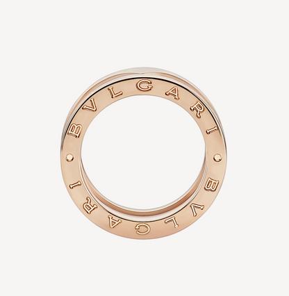 [Luxe Jewelry]ZERO 1 TWO-BAND LOOPS AND WHITE CERAMIC SPIRAL PINK GOLD RING