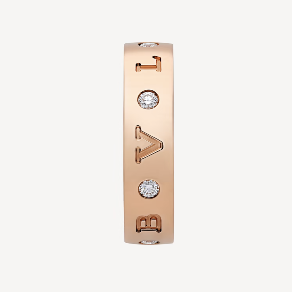 [Luxe Jewelry]ZERO 1 ESSENTIAL PINK GOLD BAND WITH DIAMONDS RING