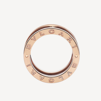 [Luxe Jewelry]ZERO 1 FOUR-BAND LOOPS AND BLACK CERAMIC SPIRAL PINK GOLD RING
