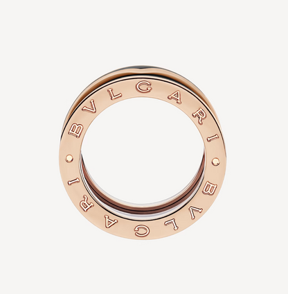 [Bijoux de luxe] ZERO 1 BAGUE DEUX BANDES EN OR ROSE ET CÉRAMIQUE NOIRE MATTE