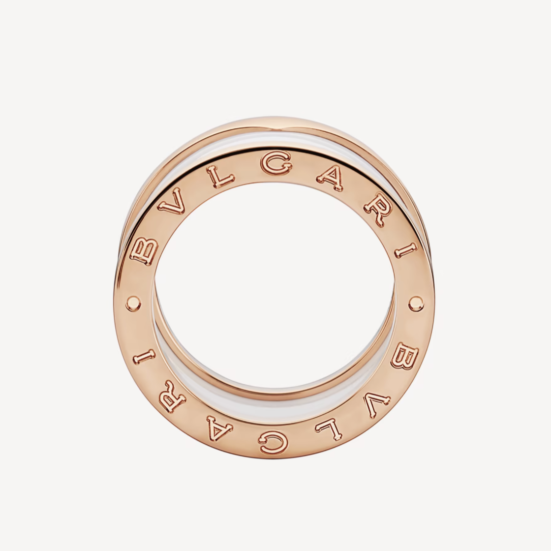[Luxe Jewelry]ZERO 1 FOUR-BAND LOOPS AND WHITE CERAMIC SPIRAL PINK GOLD RING