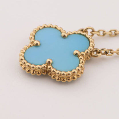 [Luxe Jewelry]CLOVER 15MM VINTAGE TURQUOISE NECKLACE