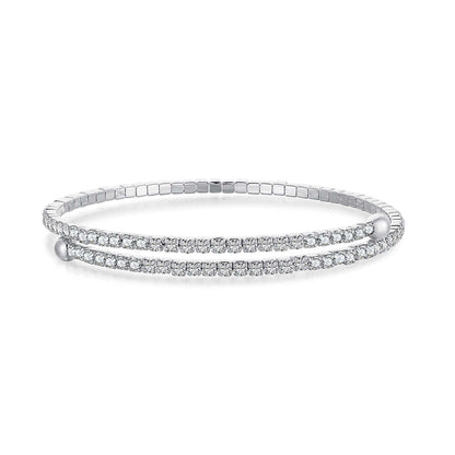 [Luxe Jewelry]Row of Diamonds Round Fashion Bracelet