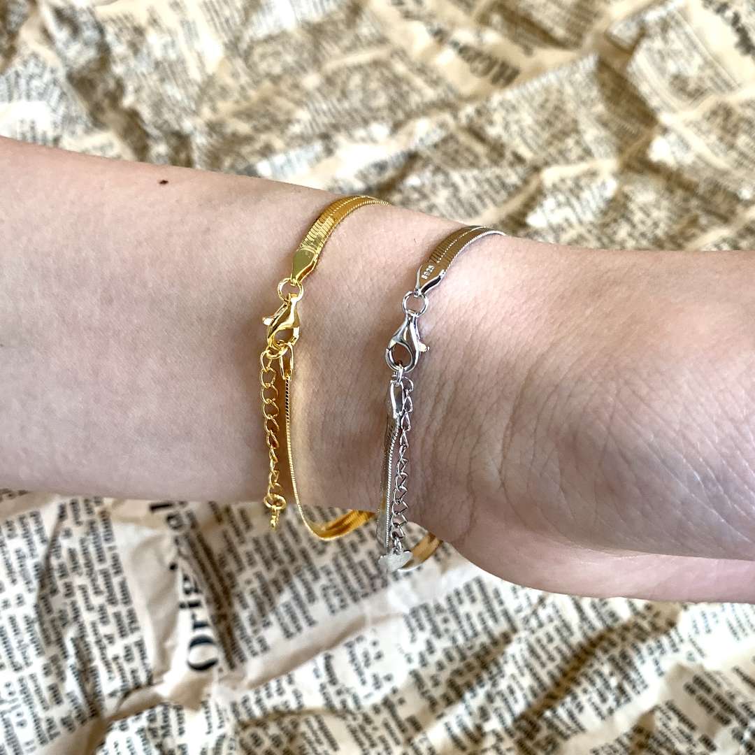 [Luxe Jewelry]Flat Snake Bone Chain Blade Necklace