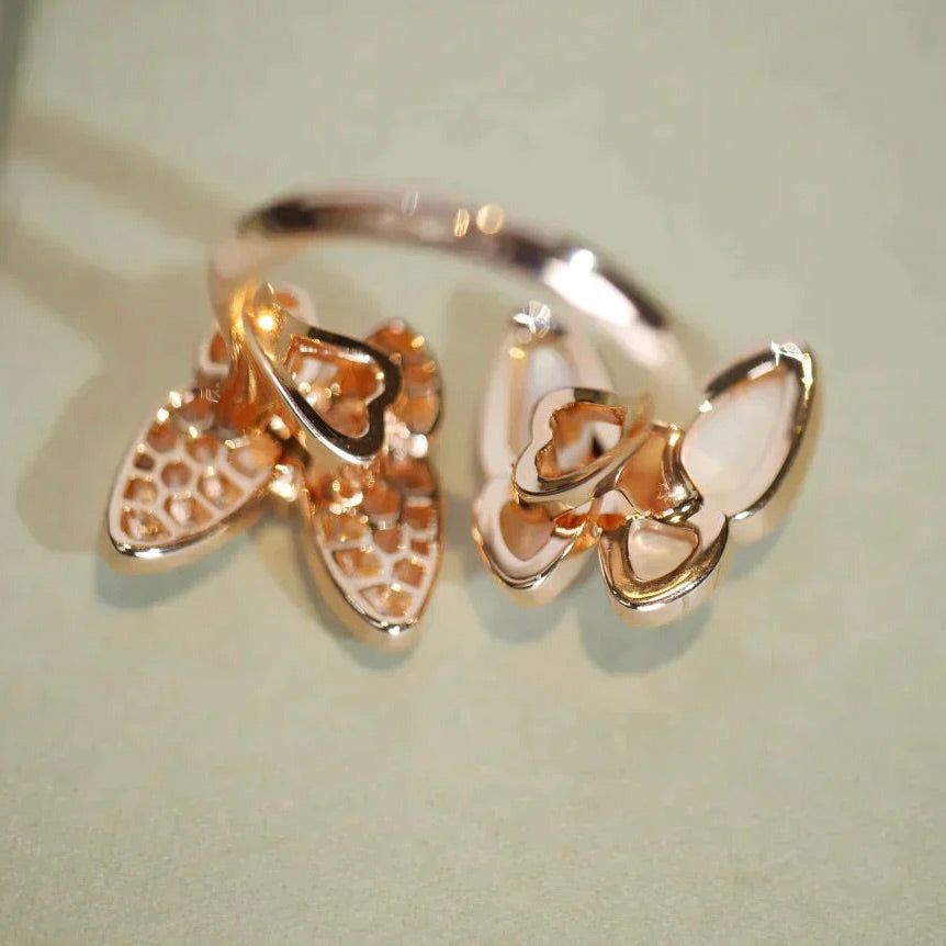 [Bijoux de luxe] BAGUE PAPILLON DOUBLE DIAMANT
