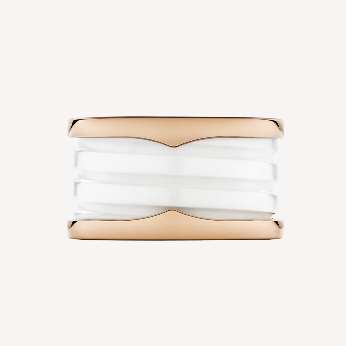 [Luxe Jewelry]ZERO 1 FOUR-BAND LOOPS AND WHITE CERAMIC SPIRAL PINK GOLD RING