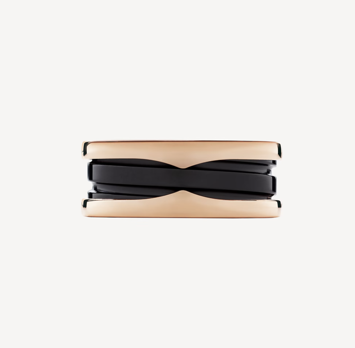 [Luxe Jewelry]ZERO 1 TWO-BAND LOOPS AND BLACK CERAMIC PINK GOLD RING
