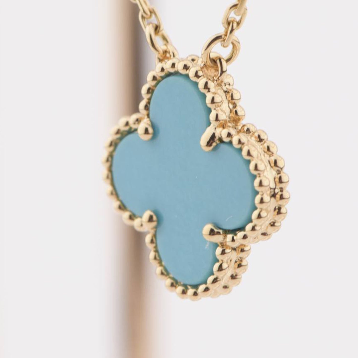 [Luxe Jewelry]CLOVER 15MM VINTAGE TURQUOISE NECKLACE