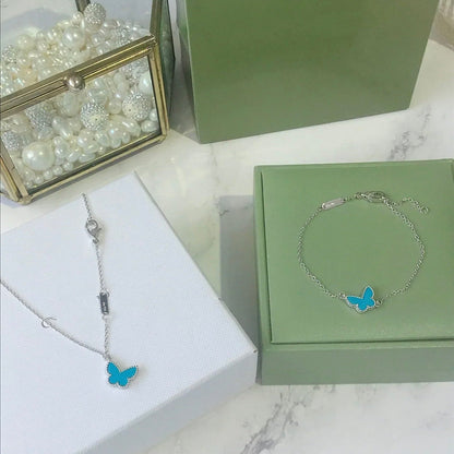 [Luxe Jewelry]BUTTERFLY TURQUOISE BUTTERFLY BRACELET SILVER
