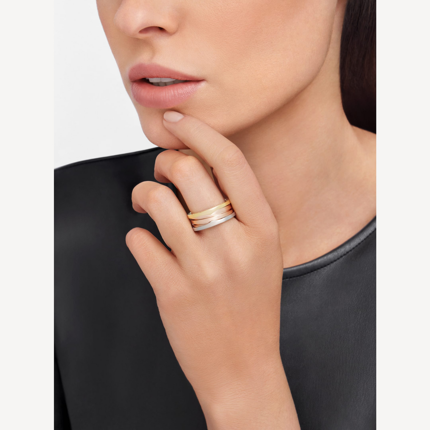 [Luxe Jewelry]ZERO 1 THREE-BAND ROSE WHITE AND YELLOW RING