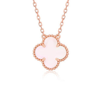 [Luxe Jewelry]CLOVER 15MM PINK MOTHER-OF-PEARL SINGLE FLOWER NECKLACE