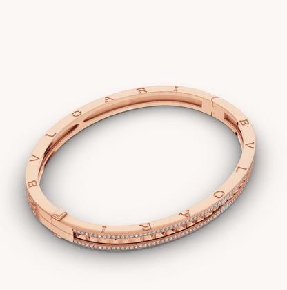 [Luxe Jewelry]ZERO 1 SPIRAL AND PAVED DIAMOND PINK GOLD BRACELET