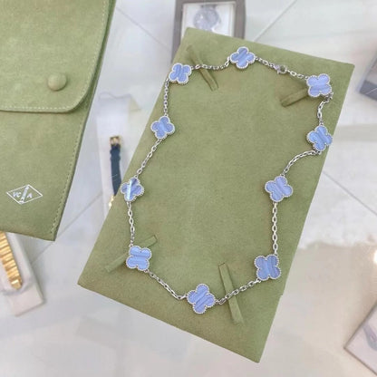 [Luxe Jewelry]CLOVER 10 MOTIFS PURPLE CHALCEDONY NECKLACE
